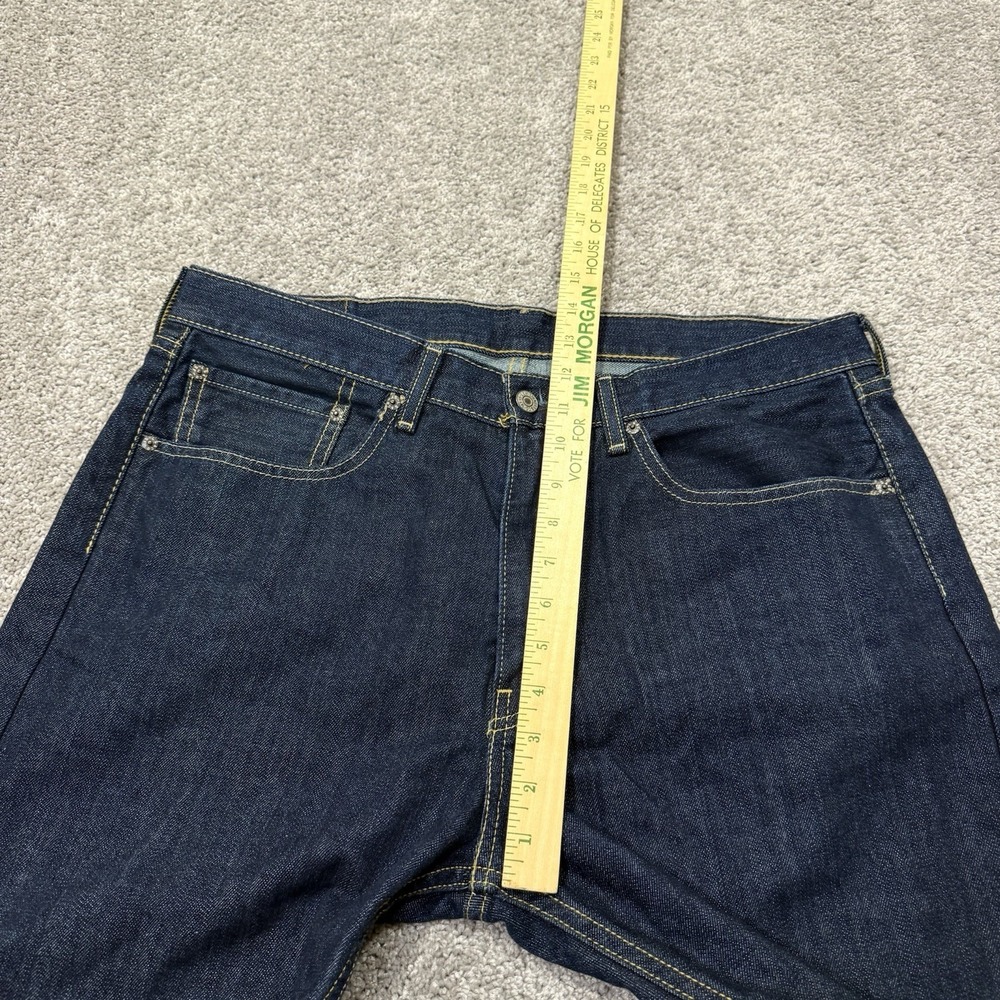 Levis 505 Denim Blue Jeans Mens 36x30 Casual Dark Wash Straight Leg - Picture 5 of 8